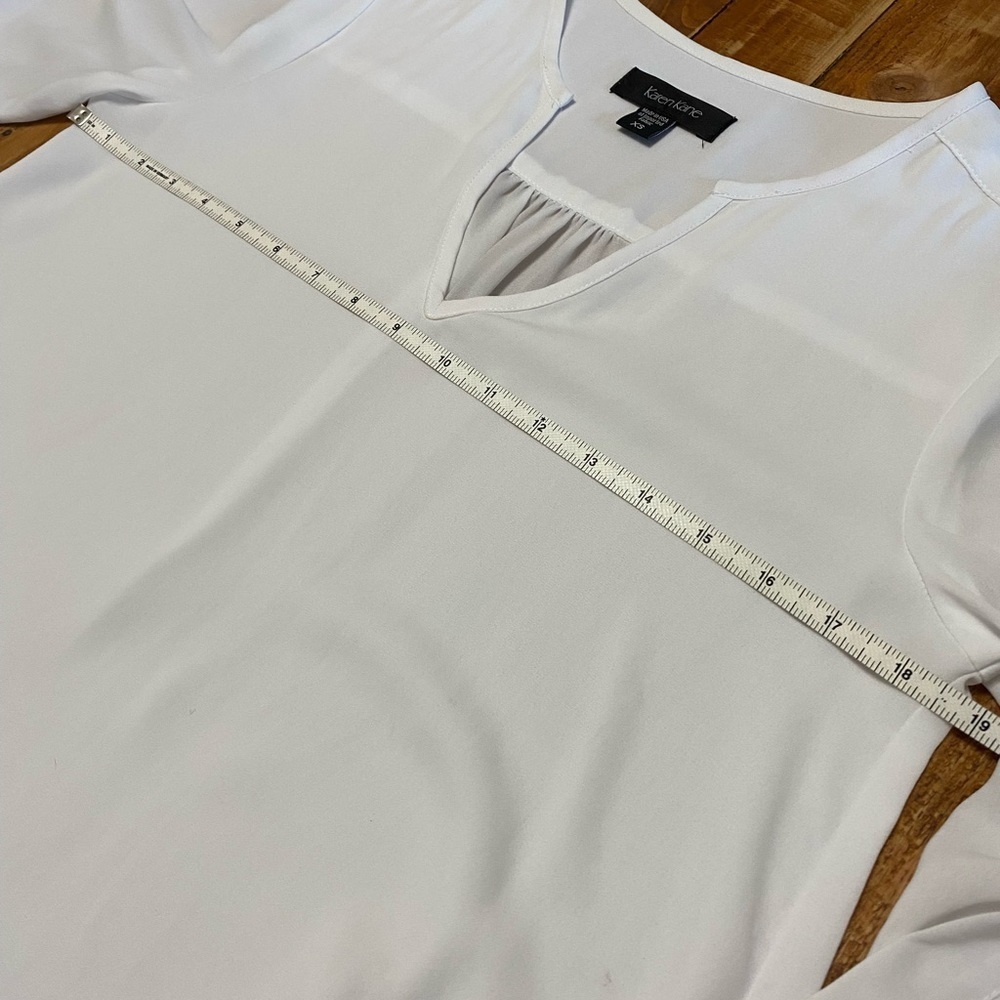 White sheer chiffon blouse 3/4 sleeve - Picture 6 of 7